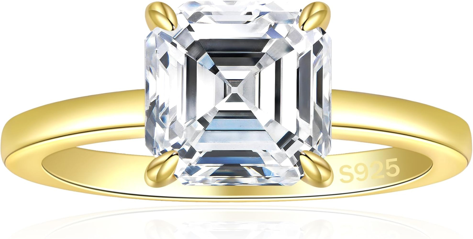 JALOKIVI 3CT 925 Sterling Silver Engagement Rings for Women Asscher Cut Solitaire Cubic Zirconia ... | Amazon (US)