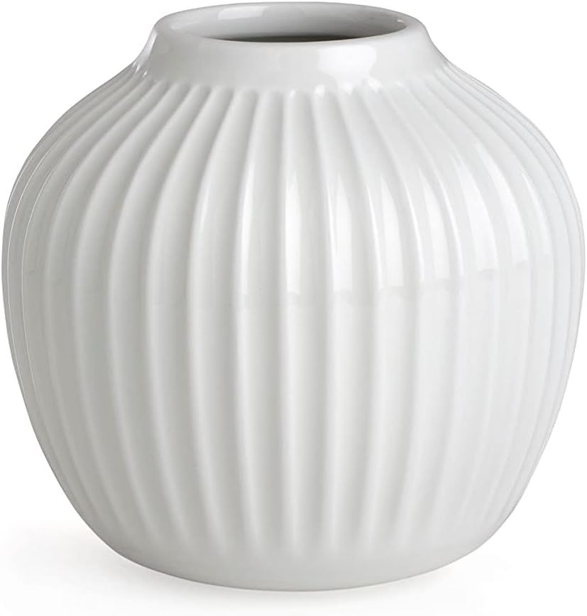 Kähler Hammershoi Porcelain Vase with Grooves, Modern Vase, Round, Bulbous, Scandinavian Design ... | Amazon (US)