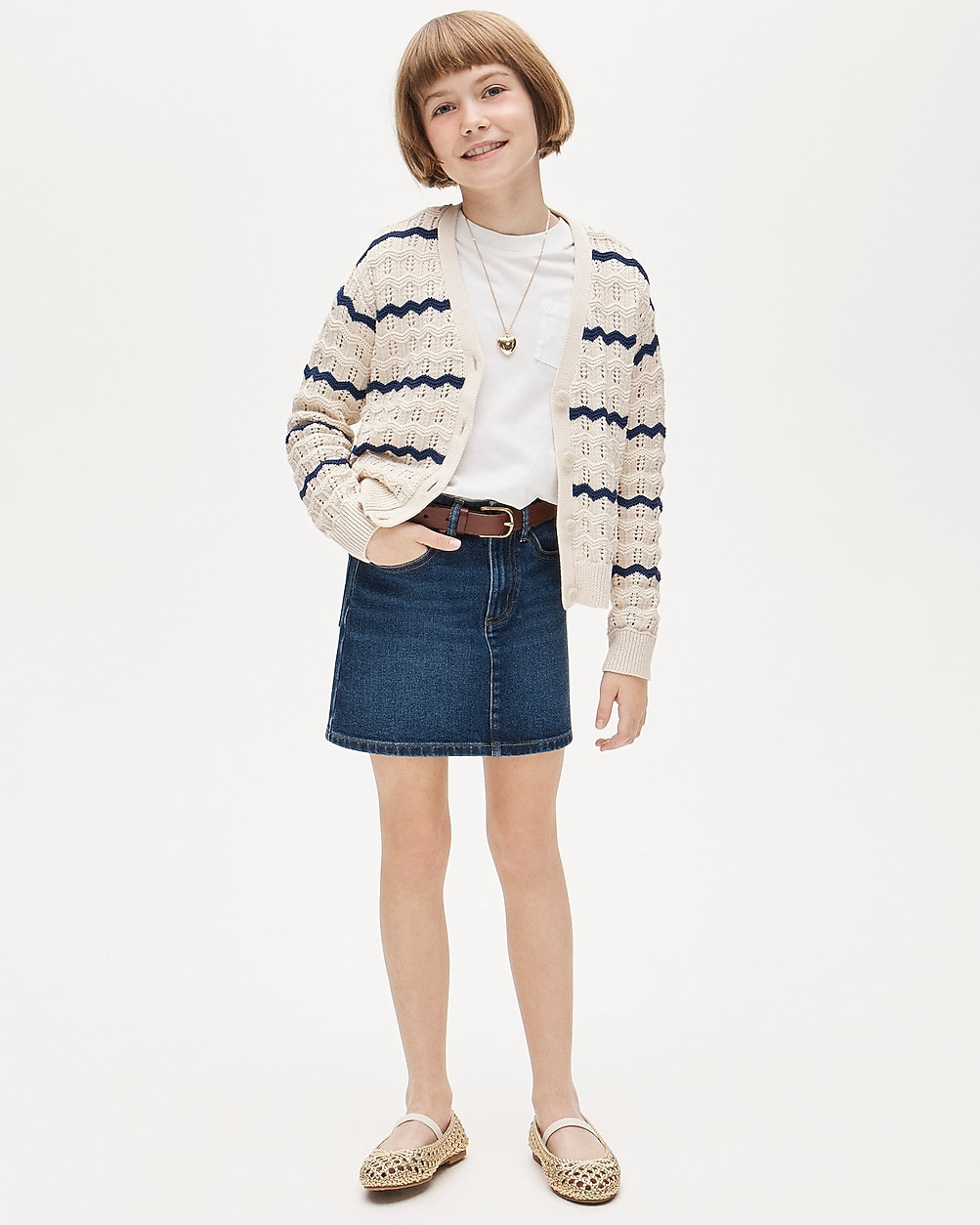 Girls' squiggle cotton cardigan in stripe | J. Crew US