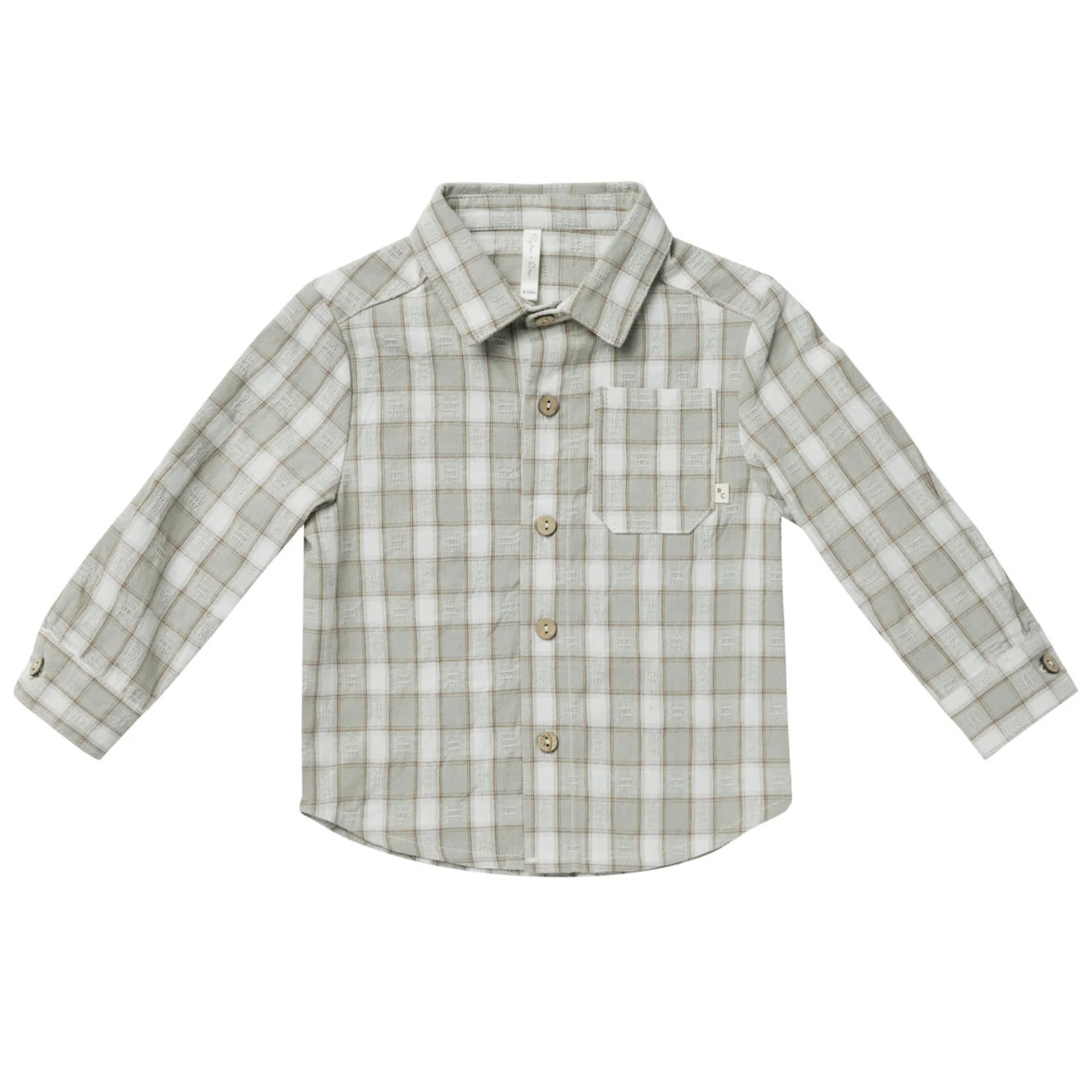 Rylee & Cru Long Sleeve Collared Shirt, Pewter Plaid | SpearmintLOVE