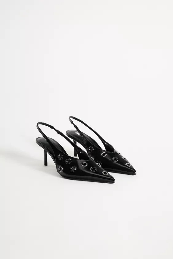 LEATHER SLINGBACK SHOES WITH EYELETS 50TH ANNIVERSARY | Zara UK