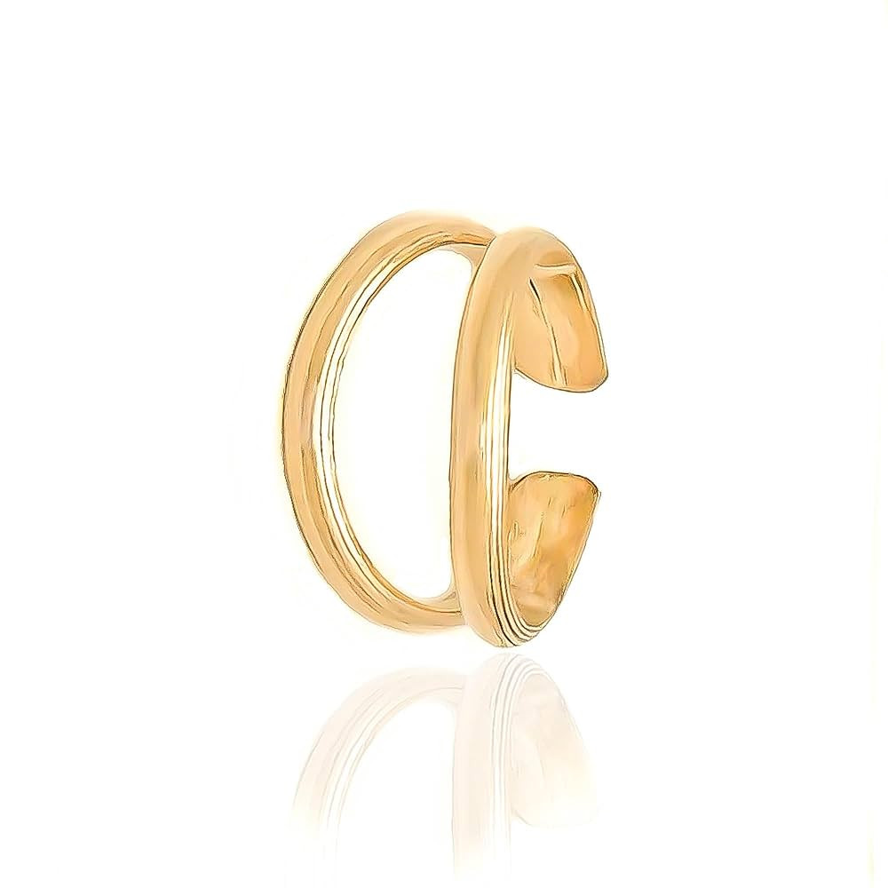 Gold Ear Cuffs for Women, No Piercing, 14K Gold Filled, 12mm Diameter, Adjustable, Ear Wraps, Con... | Amazon (US)