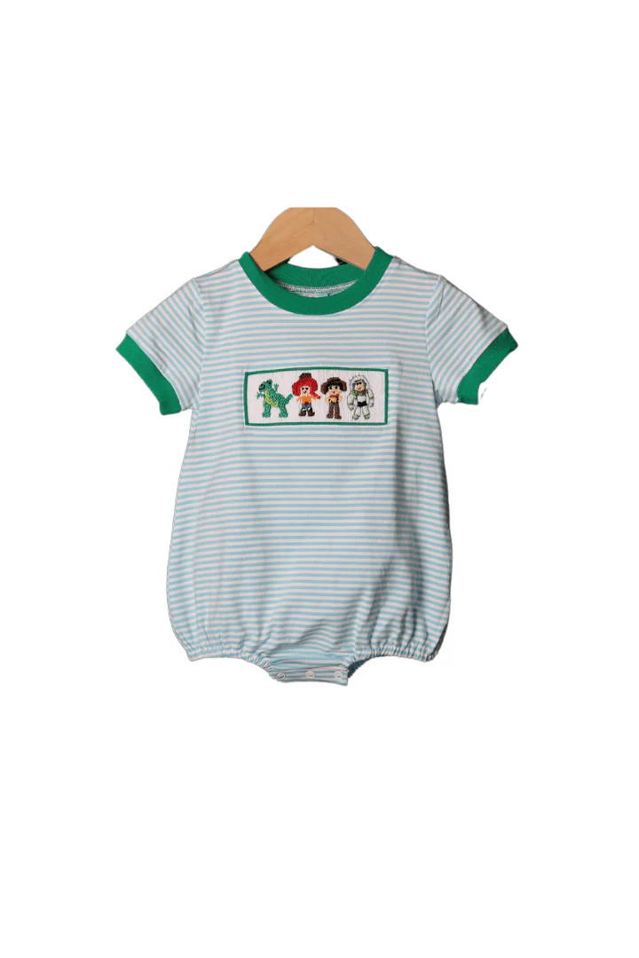 Smocked Friends Blue Stripe Knit Bubble | The Smocked Flamingo