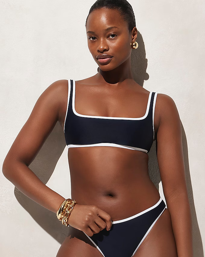 Squareneck bikini top with contrast trim | J. Crew US