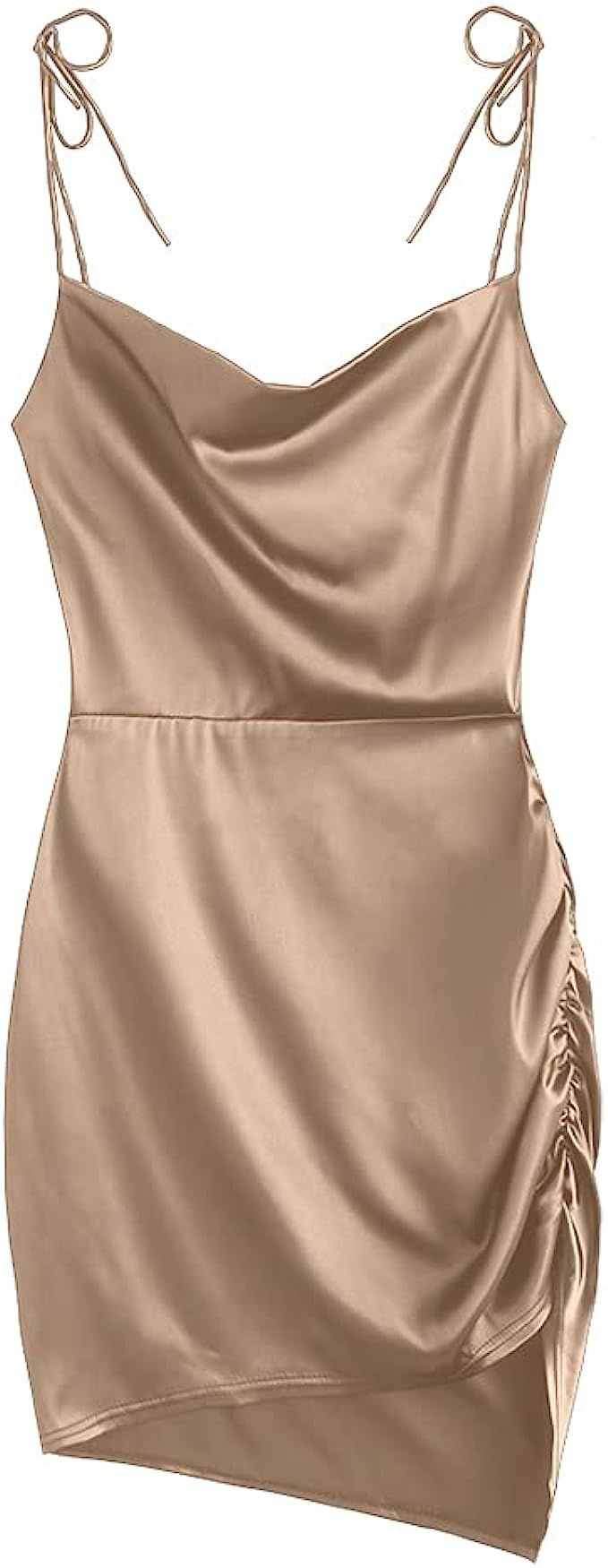 ZAFUL Women's Silky Pleated Draped Bustier Corset-Style Deep V Neck Midi Dress | Amazon (US)