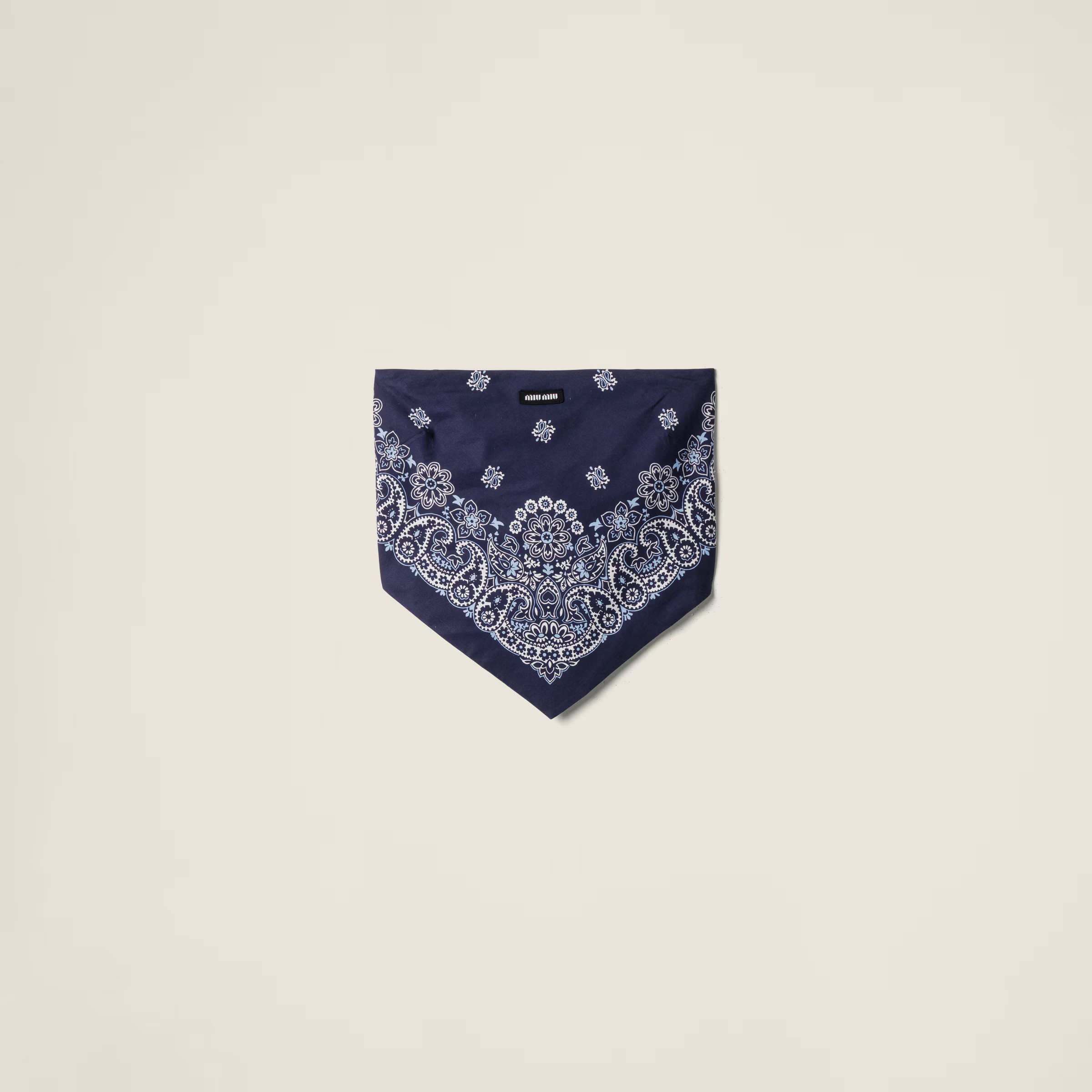 Blau/weiß Bandana-top Aus Bedrucktem Popeline | Miu Miu | Miu Miu INT