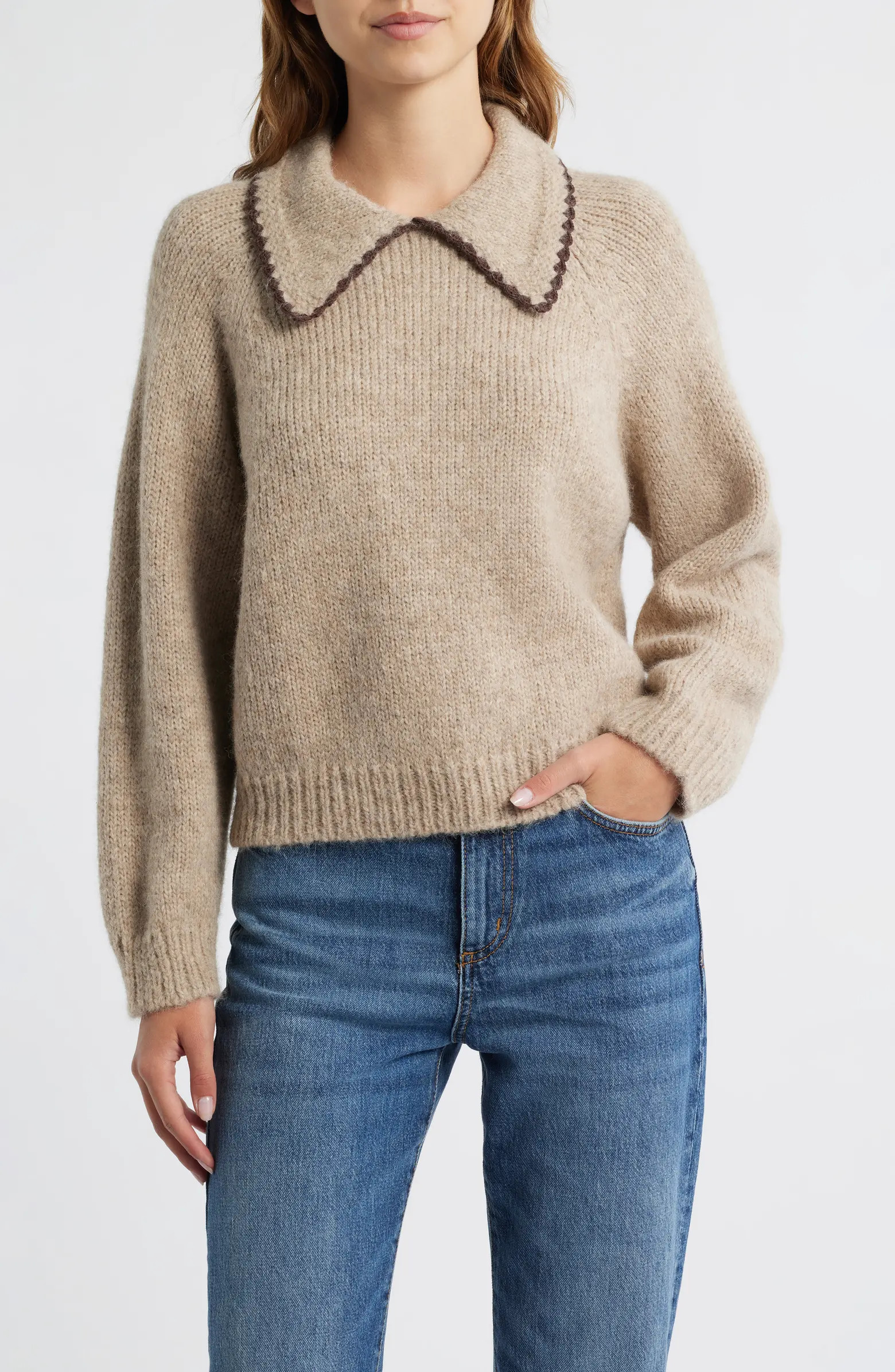 Blanket Stitch Alpaca Blend Sweater | Nordstrom