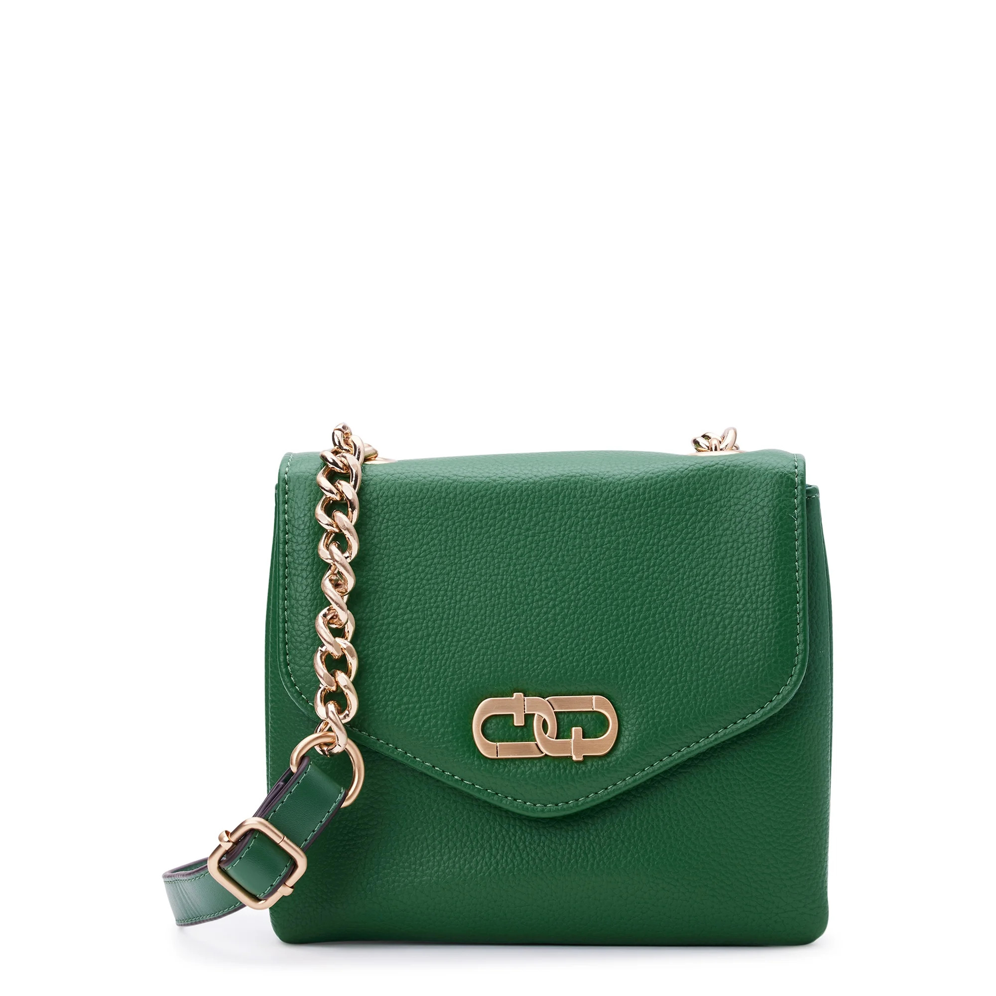 Time and Tru Women’s Brit Flap Front Crossbody Bag, Green | Walmart (US)