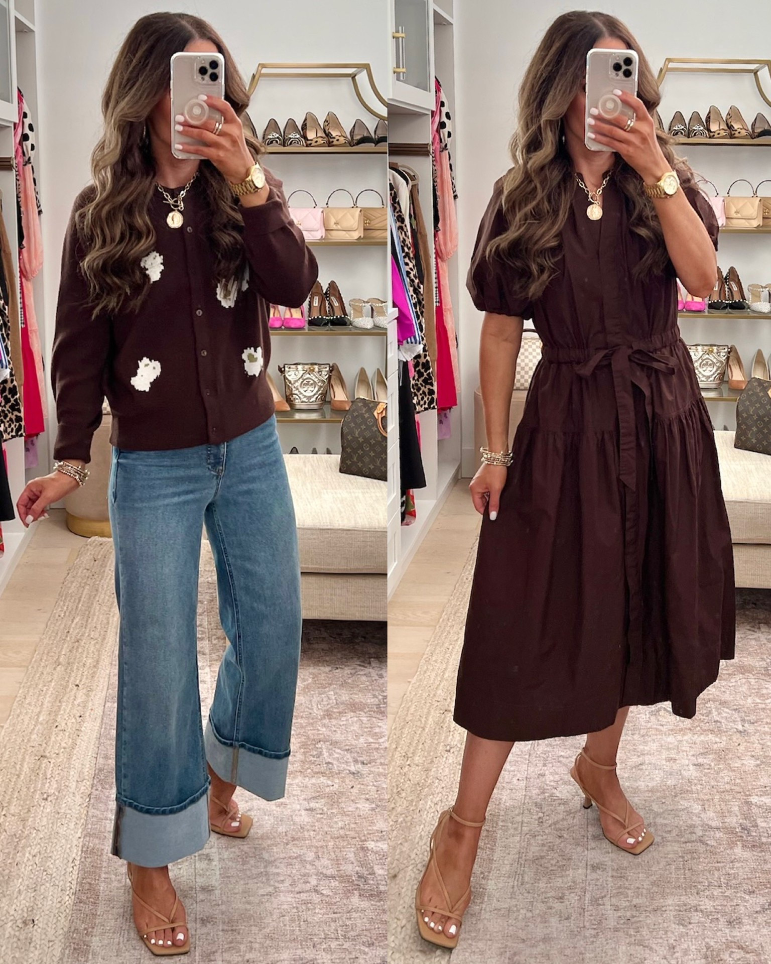 Size down if between sizes in the dress/ wearing size xs. Wearing size S in cardigan. It also has a matching dress! NOTE IF LINKS don’t work for you please email us at TheDoubletakegirls@gmail.com 