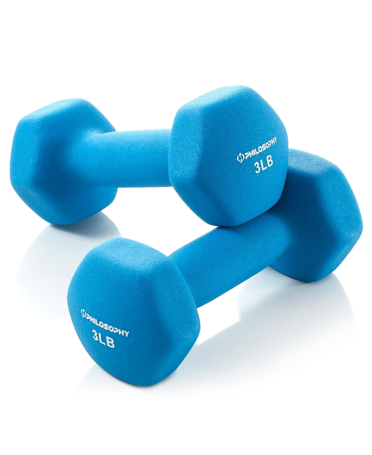 Philosophy Gym Neoprene Dumbbell Hexagon Hand Weights, 3 lb Pair - 6 lb Total - Light/pastel blue | Macy's