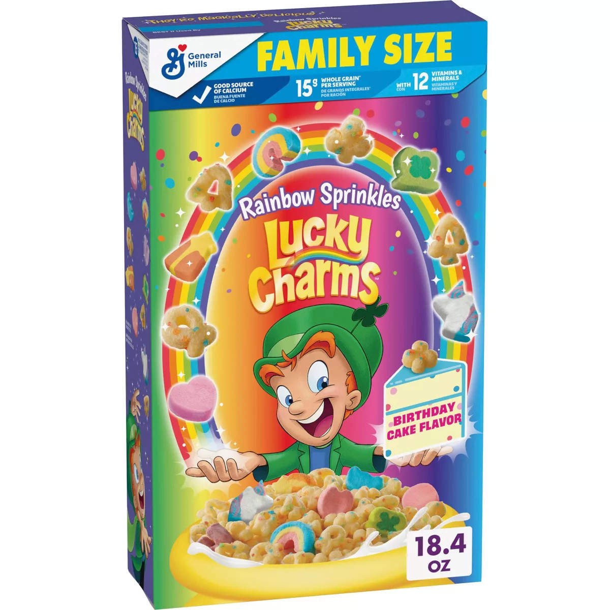 Lucky Charms Rainbow Sprinkle Family Size Breakfast Cereal - 18.4oz | Target