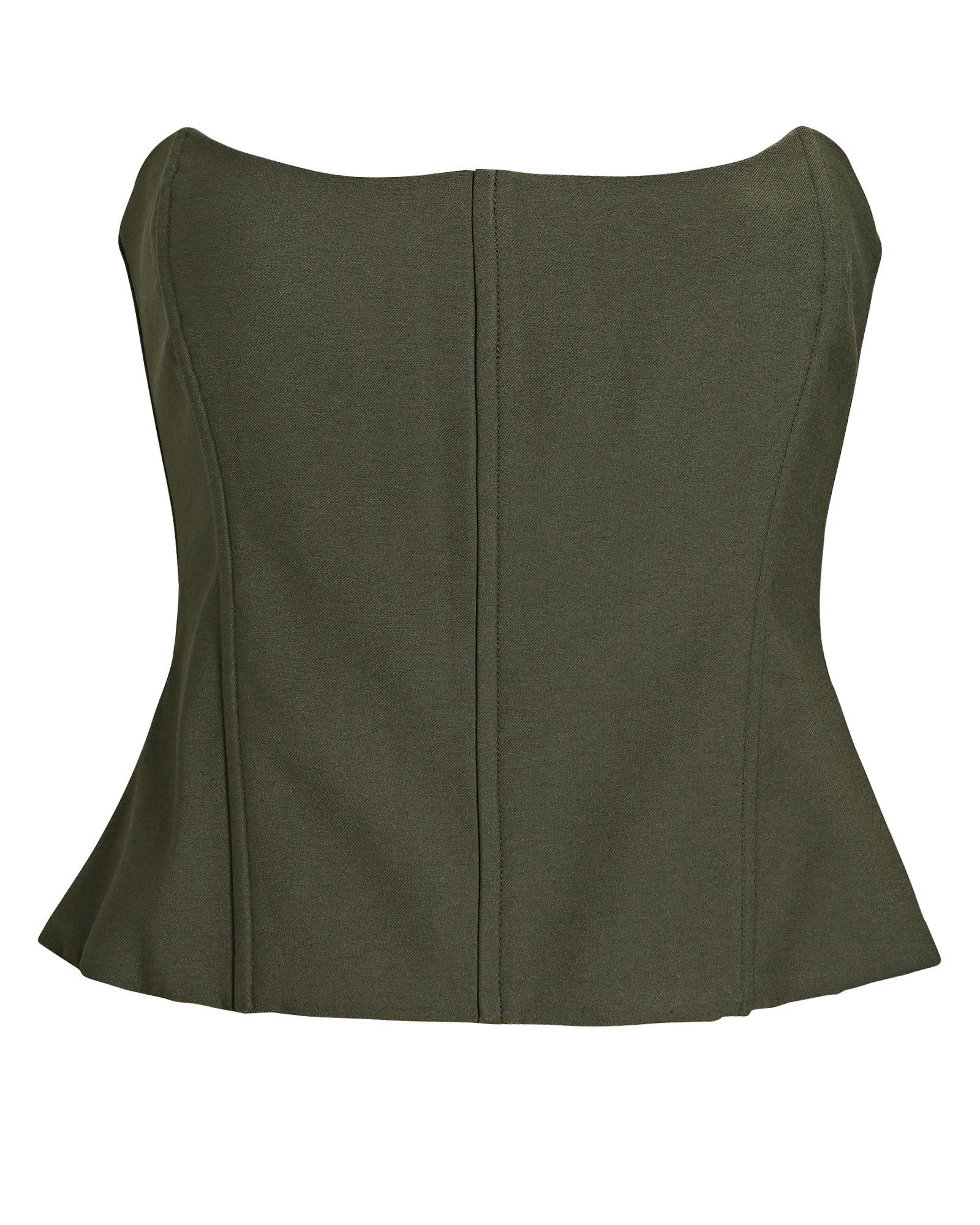 The Sei Curved Twill Bustier Top, Olive/Army 8 | INTERMIX