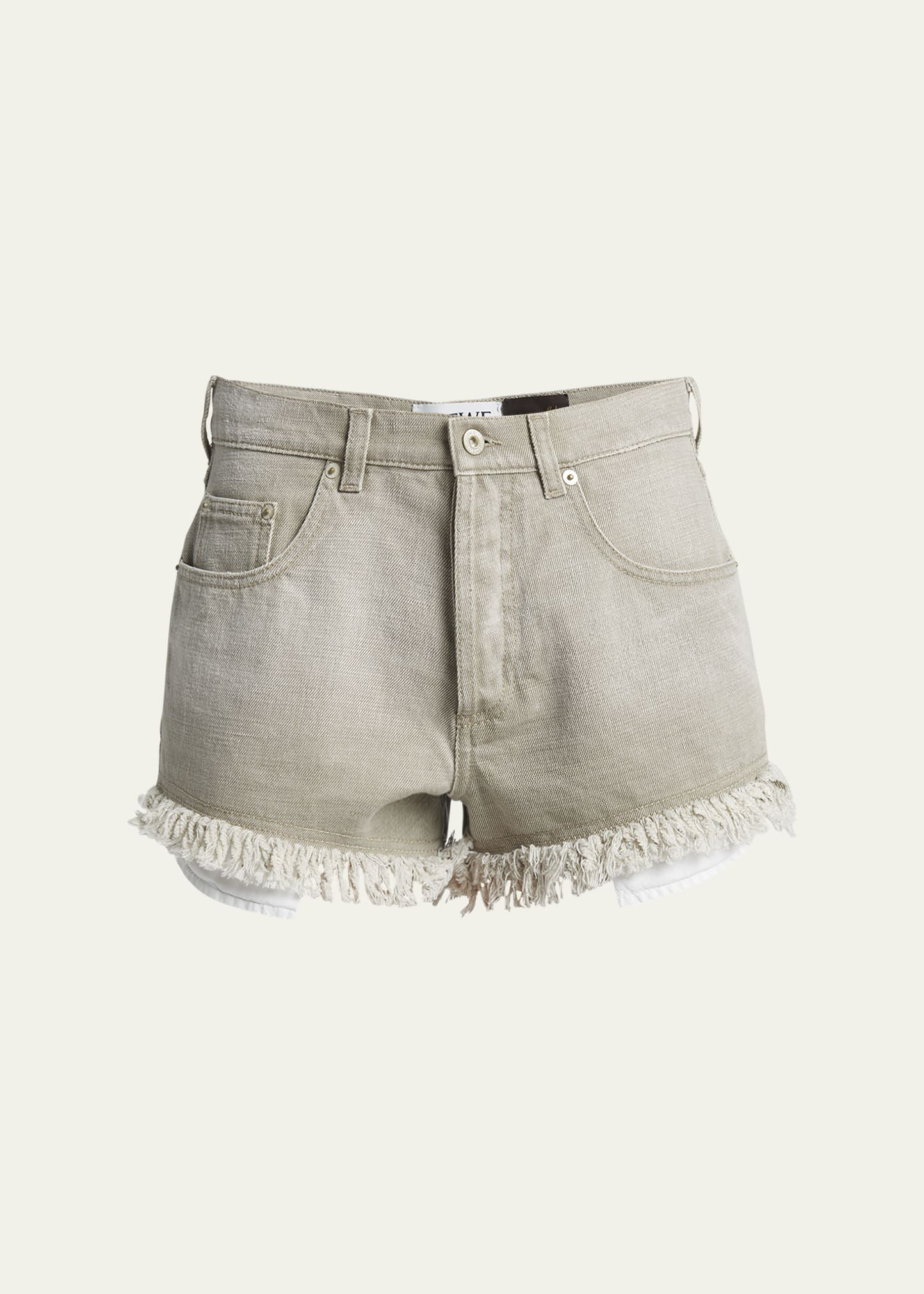 Loewe Frayed Denim Anagram Pocket Shorts | Bergdorf Goodman