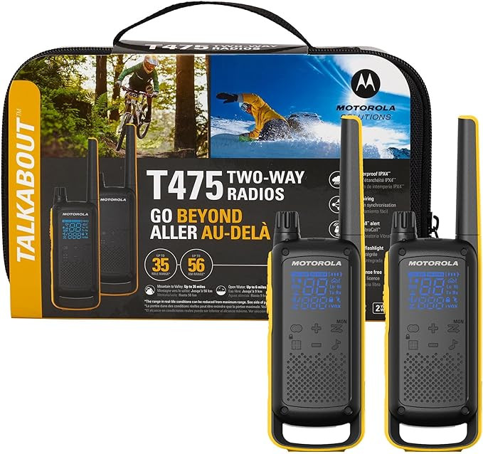 Motorola Solutions Talkabout T475 Extreme Two-Way Radio Black W/Yellow Rechargeable Two Pack | Amazon (US)