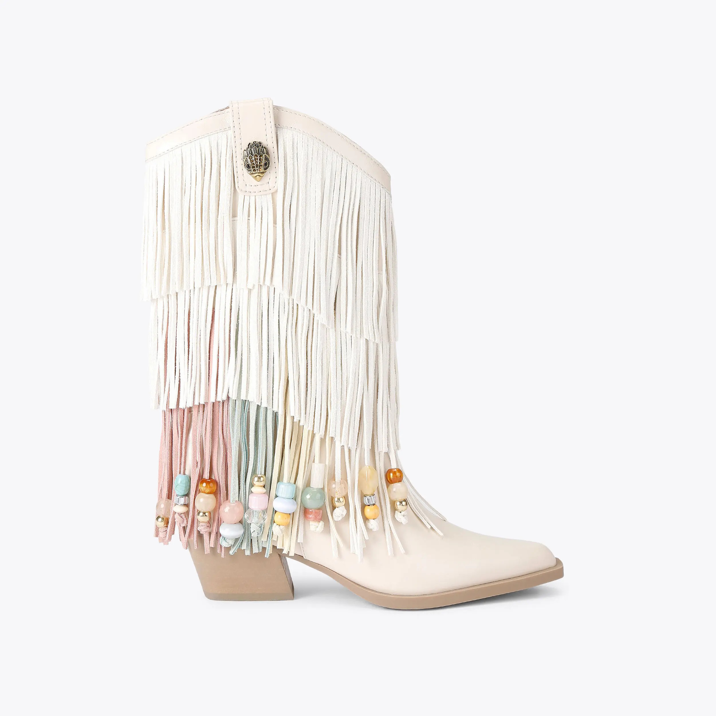 FRINGE COWBOY BOOT Cream Combination Fringe Cowboy Boot by Kurt Geiger London | Kurt Geiger US