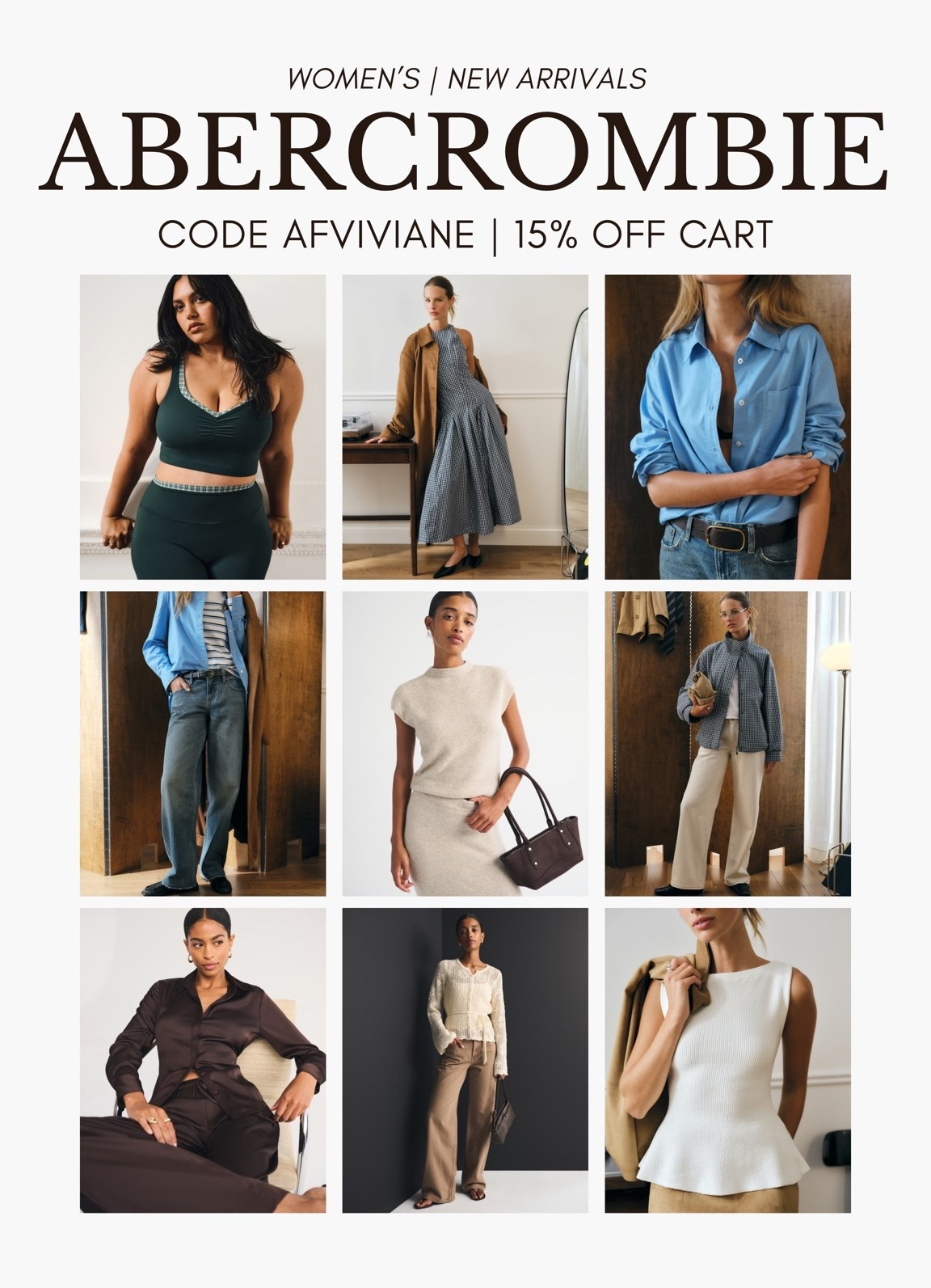 [9/10/26] my code AFVIVIANE is live! Sharing the cutest new arrivals from @abercrombie 

*Use code AFVIVIANE to get an additional 15% off almost everything in stores and online at checkout from September 10, 2026 to September 14, 2026 in US/CA. Exclusions apply. See details online.

#LTKSeasonal #LTKPetite #LTKSaleAlert