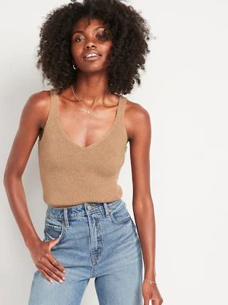 V-Neck Rib-Knit Sweater Tank Top for Women | Old Navy (US)