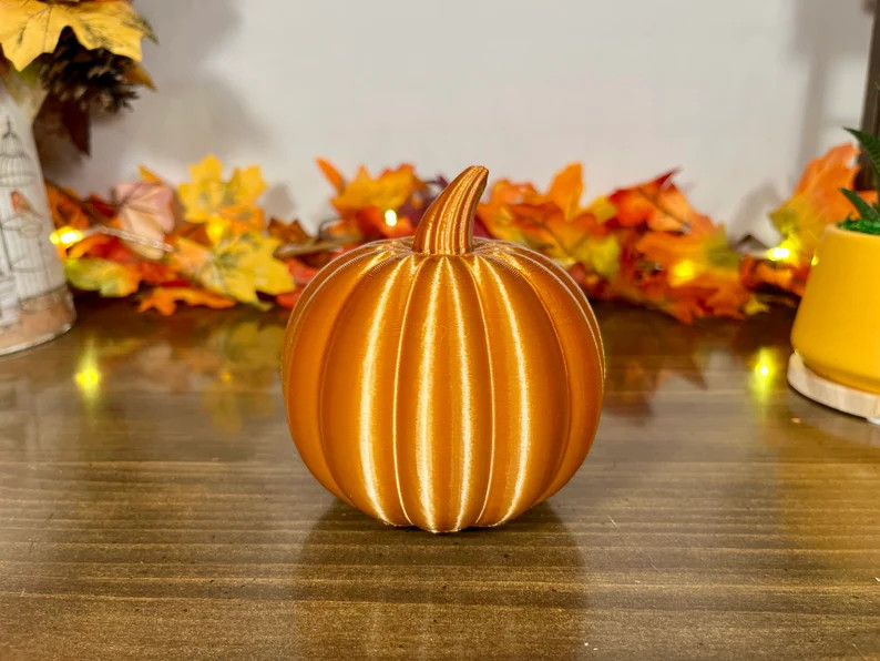 Bronze Pumpkin Tabletop Decoration, Metallic Indoor Halloween Decor, Farmhouse Fall Centerpiece f... | Etsy (US)