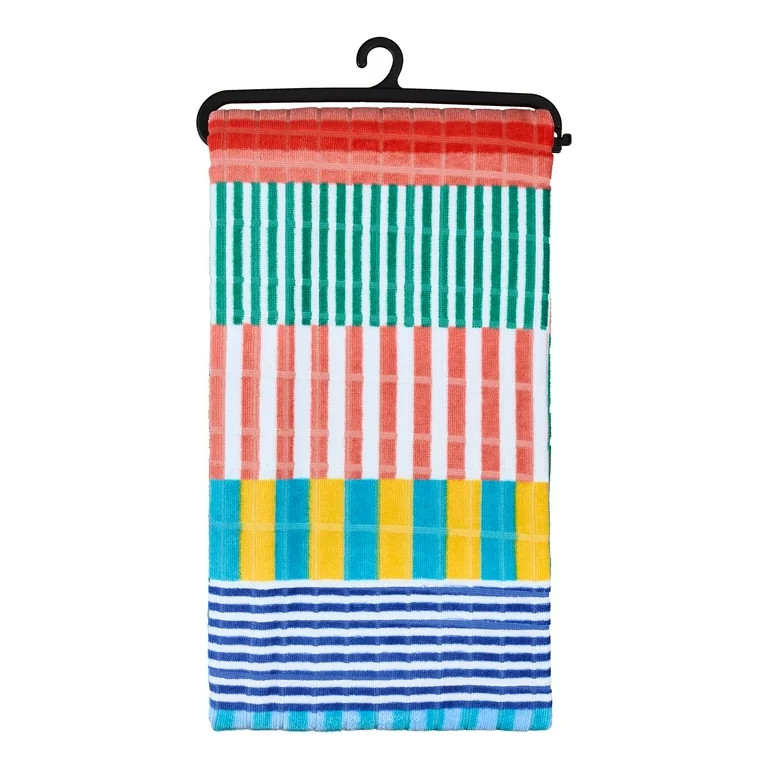 Better Homes & Gardens Beach Collection Summer Pink Striped Cotton-Blend Beach Towel | Walmart (US)