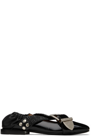 Black Buckle Ballerina Flats | SSENSE