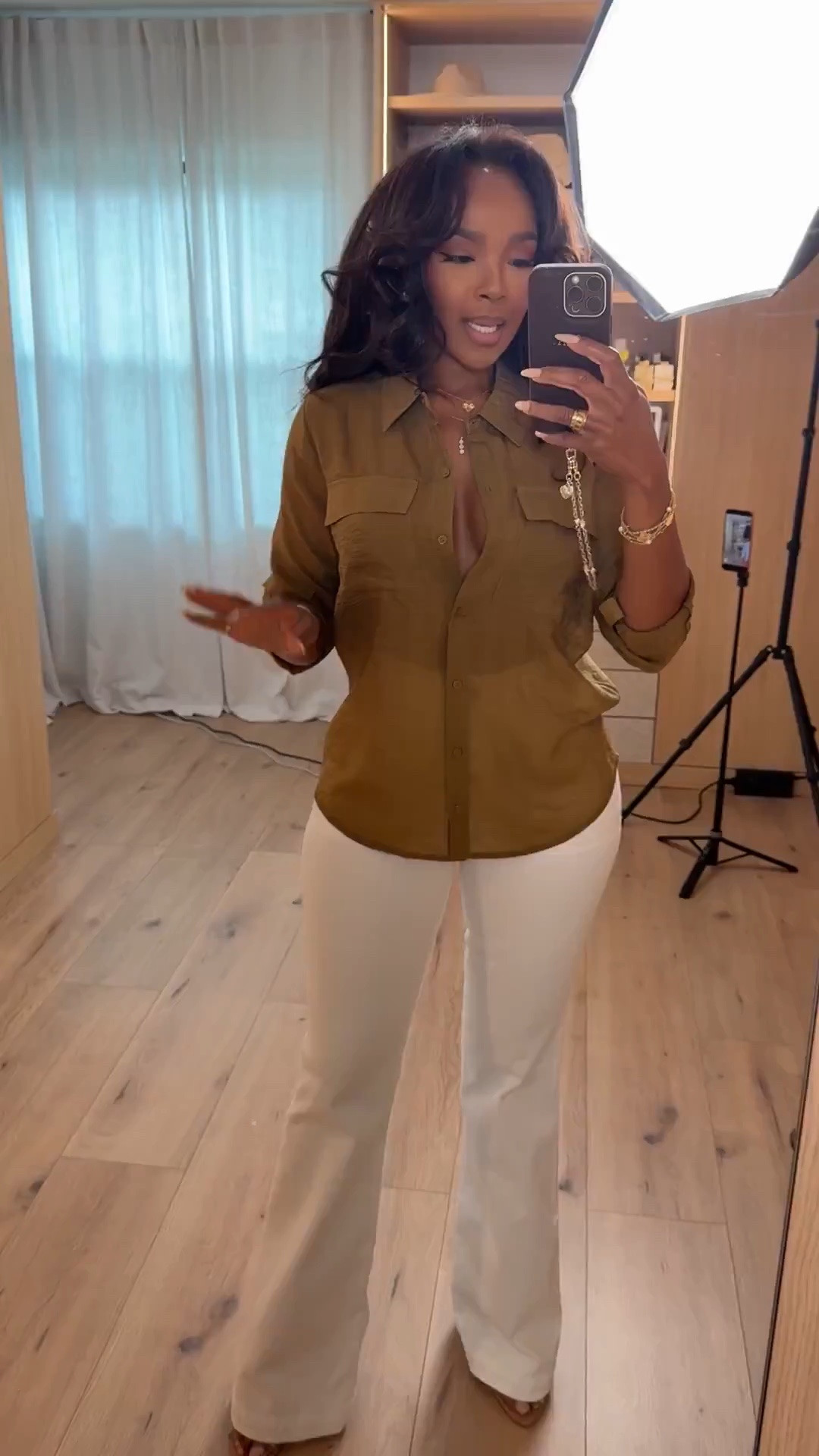 Scroll to shop this everyday elevated look 🤎

This lightweight button-down paired with high-waisted white trousers gives a polished yet effortless vibe—such an easy outfit to mix and match, making it a go-to staple where the cost per wear keeps dropping over time.

Perfect for work outfits, casual meetings, brunch, or running errands in style.

📏 Measurements: 5’4”, 140 lbs, 34D bust, 27” waist, 40” hips

Follow me on Instagram and YouTube @kirasfashionfinds

