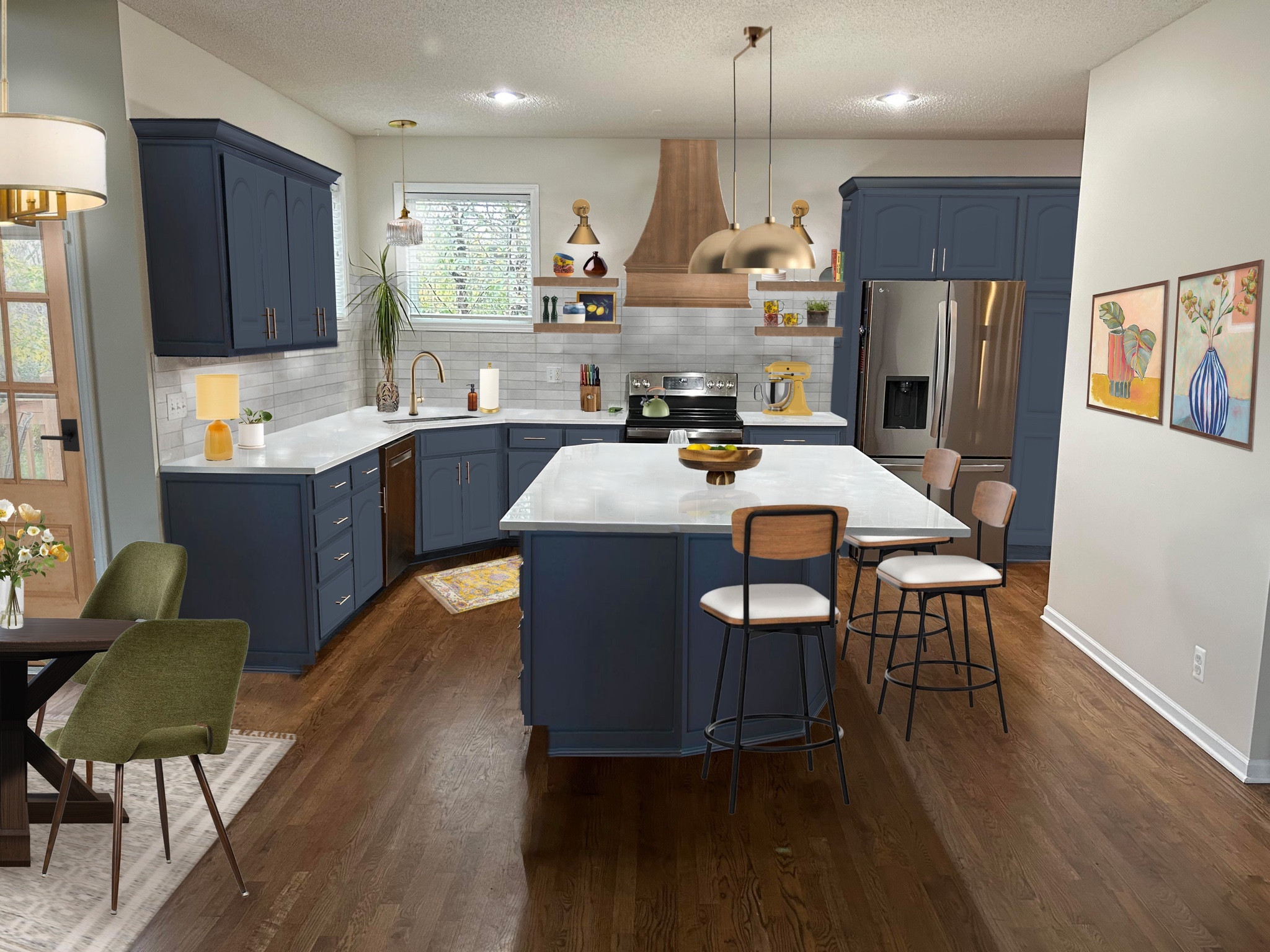 Bright and blue kitchen! 

This blue kitchen ties in green and yellow decor items to pull together a cohesive color palette! Shop this kitchen here! 💙

#LTKhome