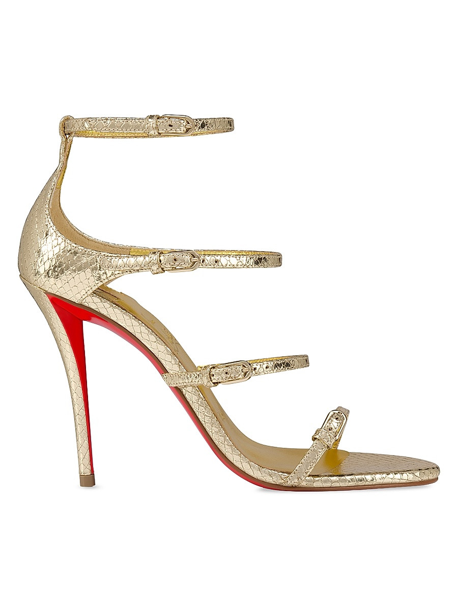 Women's Millenium Leather 100MM Strappy Sandals - Antic Gold - Size 10 | Saks Fifth Avenue