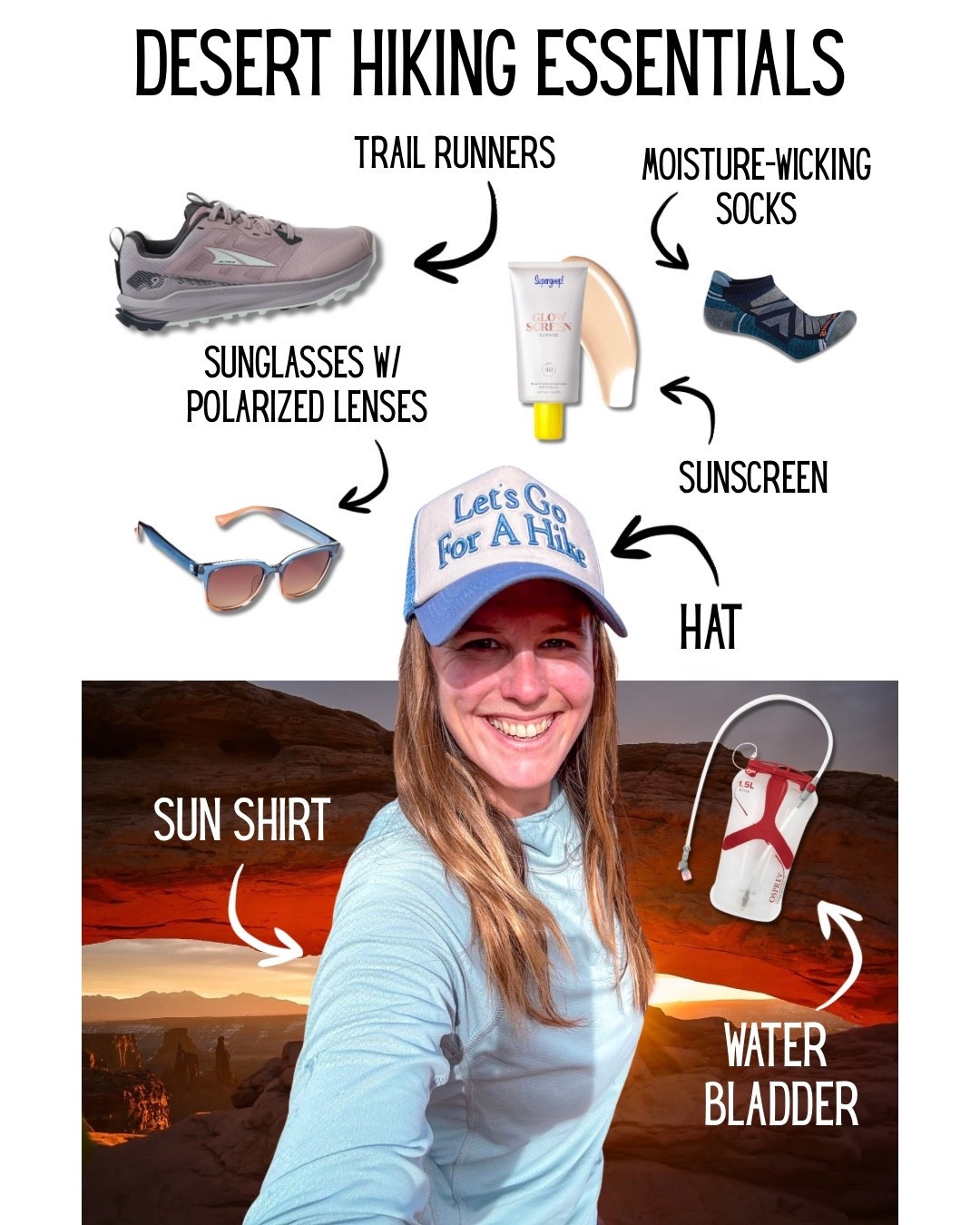All of the essentials you need for a hike in the desert!✨🏜️🥾

Perfect for a fall/winter trip to Sedona, Moab, or Joshua Tree!



#LTKActive #LTKTravel #LTKSeasonal