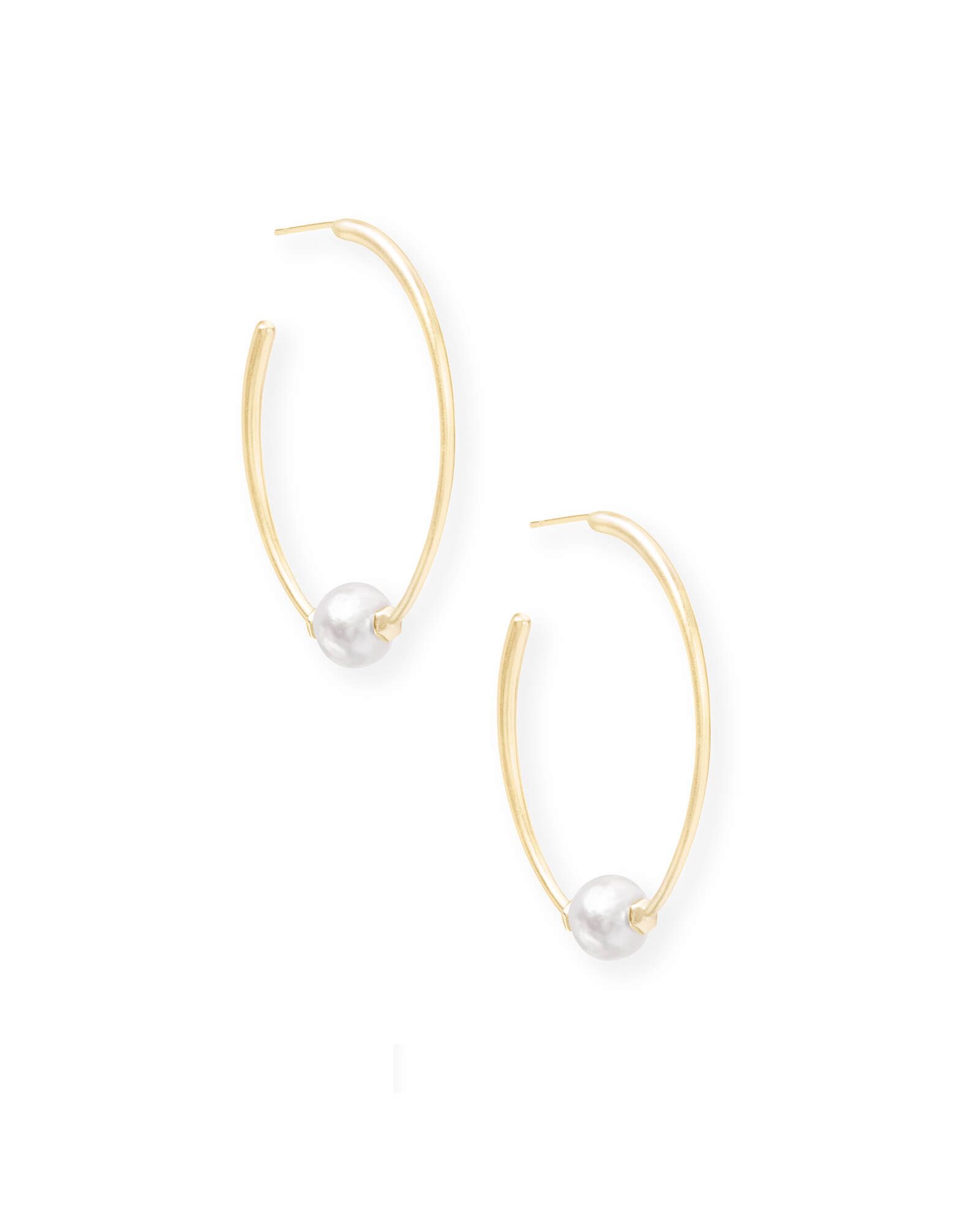 Regina Gold Hoop Earrings in Pearl | Kendra Scott