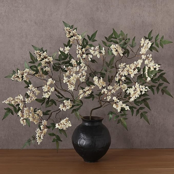 Juxdp 36" Artificial Nandina Berry Stem for Vase - 4 Pcs Realistic Faux Berry Spray, Fake Plant B... | Amazon (US)
