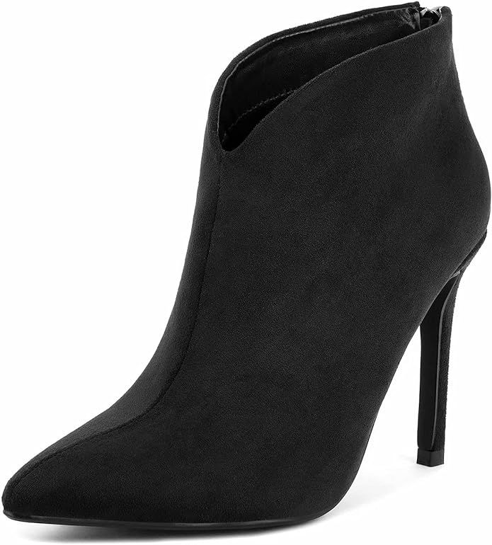 Amazon.com | Greatonu Women's High Heel Boots Sexy Stiletto V Shape Pointy Toe Ankle Booties | An... | Amazon (US)