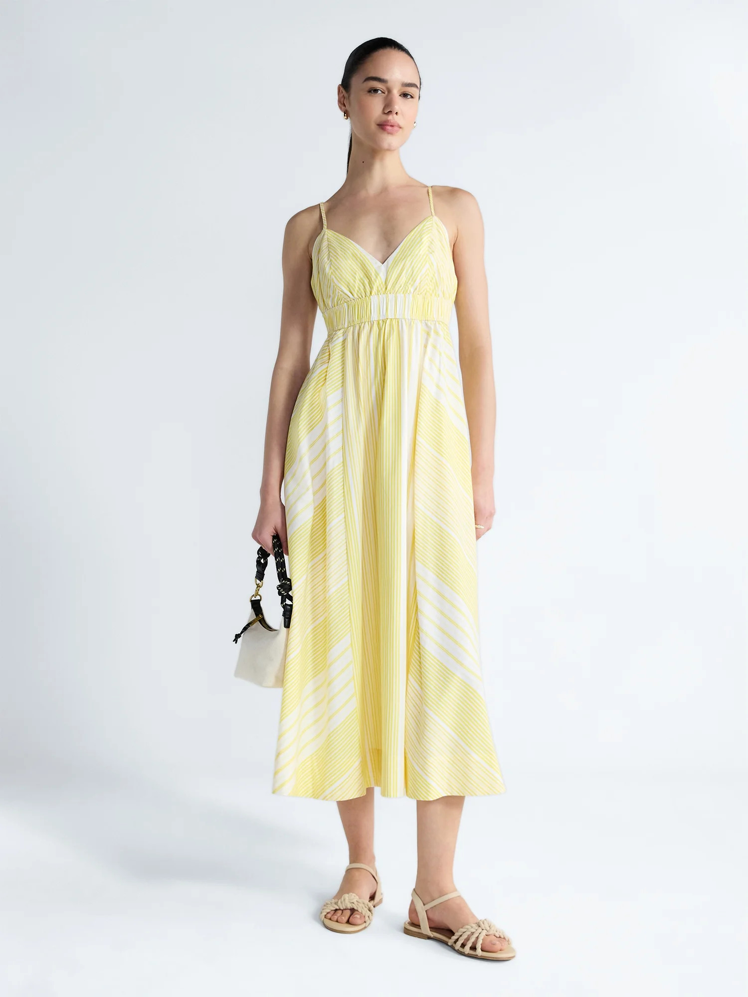 Free Assembly Women's and Women's Plus Striped Cotton Maxi Dress, with Cut Out Back, Sizes XS-4X | Walmart (US)