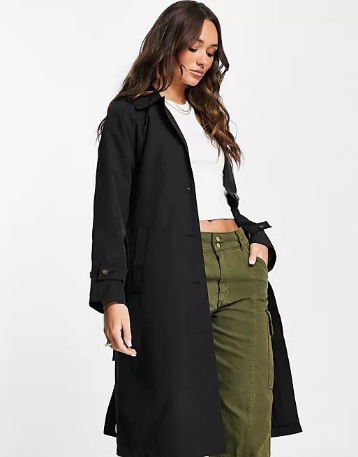 Vero Moda long trench coat in black | ASOS (Global)