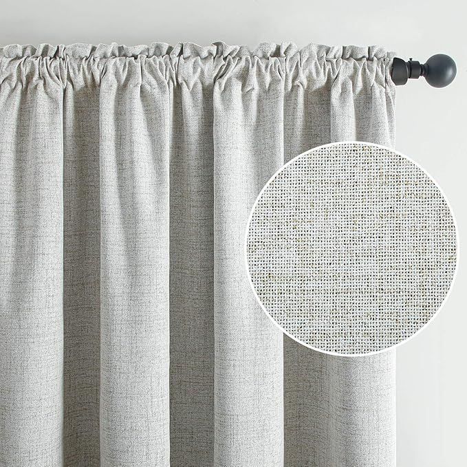 Top Finel Faux Linen 100% Blackout Curtains 84 Inches Long for Bedroom Living Room Thermal Insula... | Amazon (US)