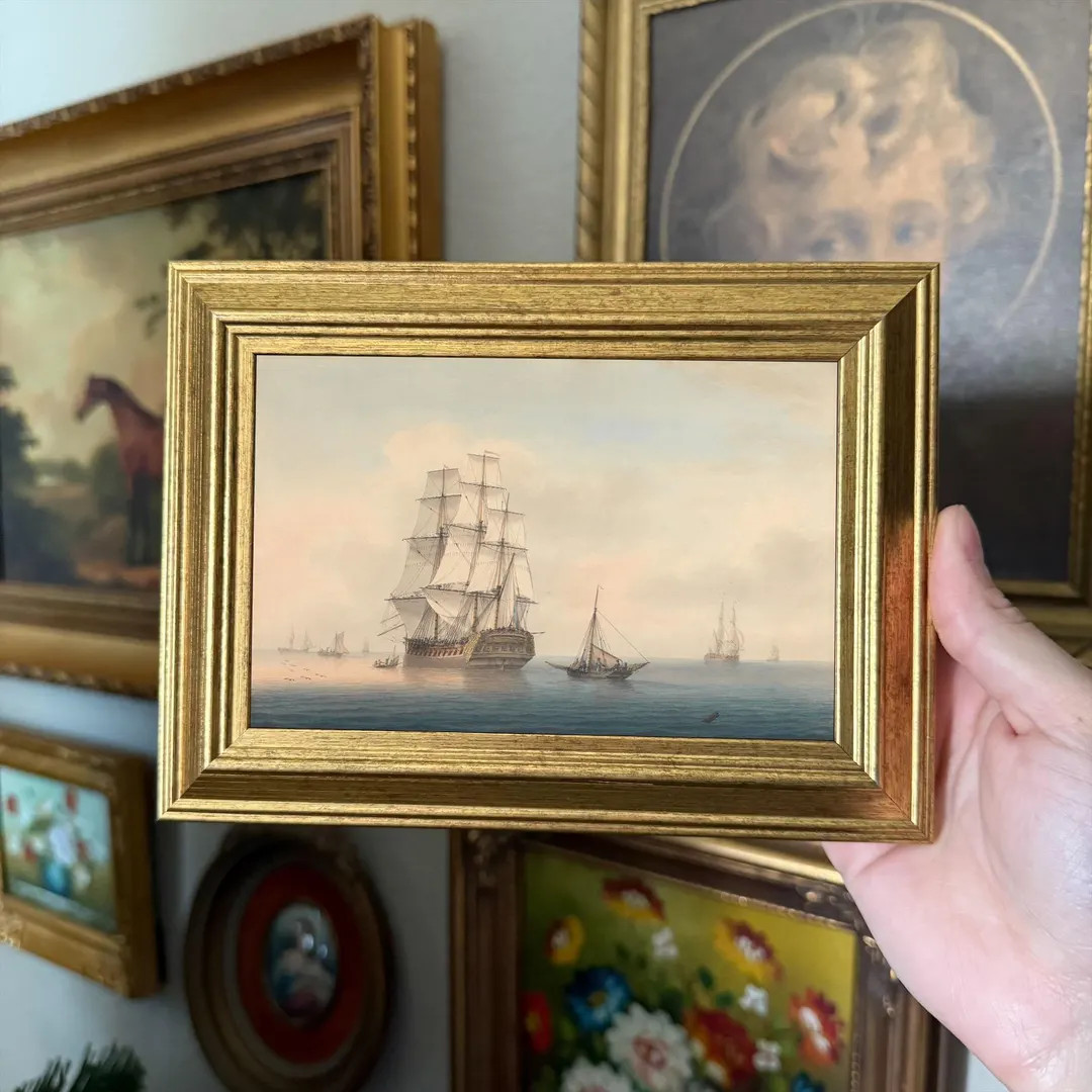 Pirate Ship Art Print: Vintage Style Gold Frame, Nursery Wall Decor (4x6) - Etsy | Etsy (US)