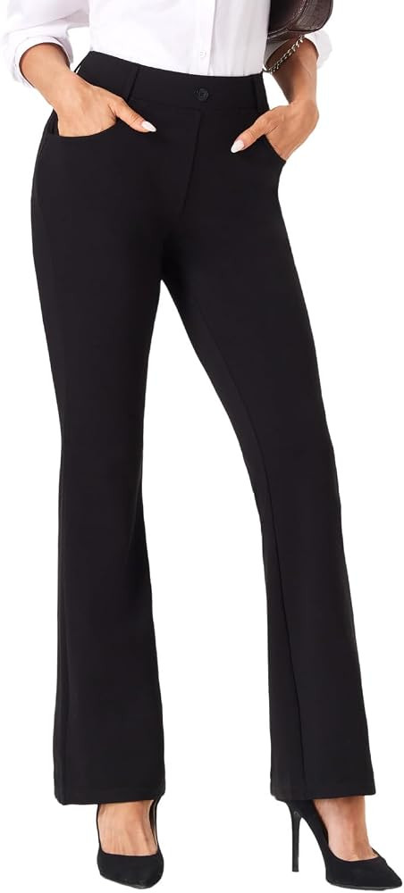 viehunt Womens Straight Leg Stretchy Dress Work Pants Business Office Casual Slacks with Pockets | Amazon (US)