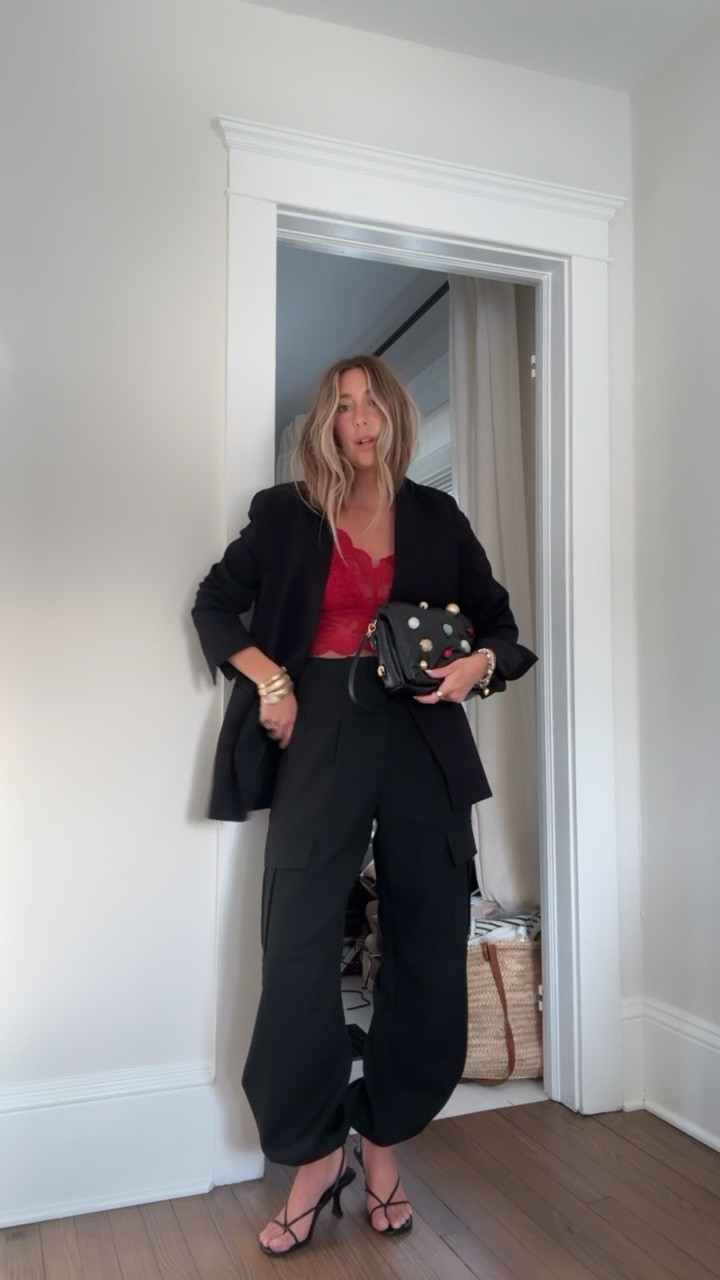 Chic red & black outfit idea! This is perfect for Valentine’s Day date night. There are so many ways to style this  lace top! ❤️

#LTKValentine #LTKootd