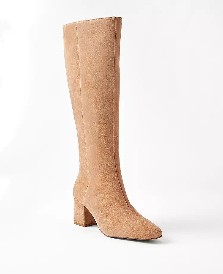 Suede Tall Block Heel Boots | Ann Taylor (US)