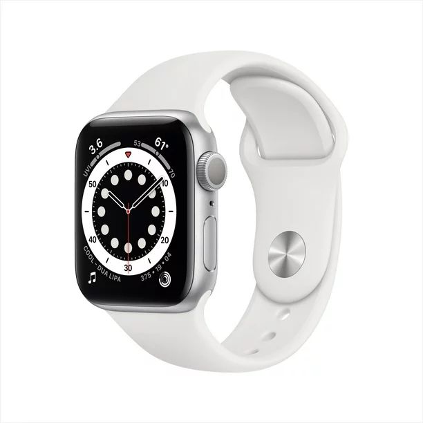 Apple Watch Series 6 GPS, 40mm Silver Aluminum Case with White Sport Band - Regular - Walmart.com | Walmart (US)