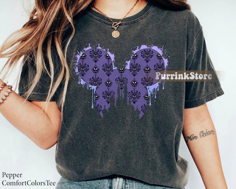 The Haunted Mansion Disney Castle Mickey Icon Shirt Hitchhiking Ghosts Halloween Matching Family ... | Etsy (US)