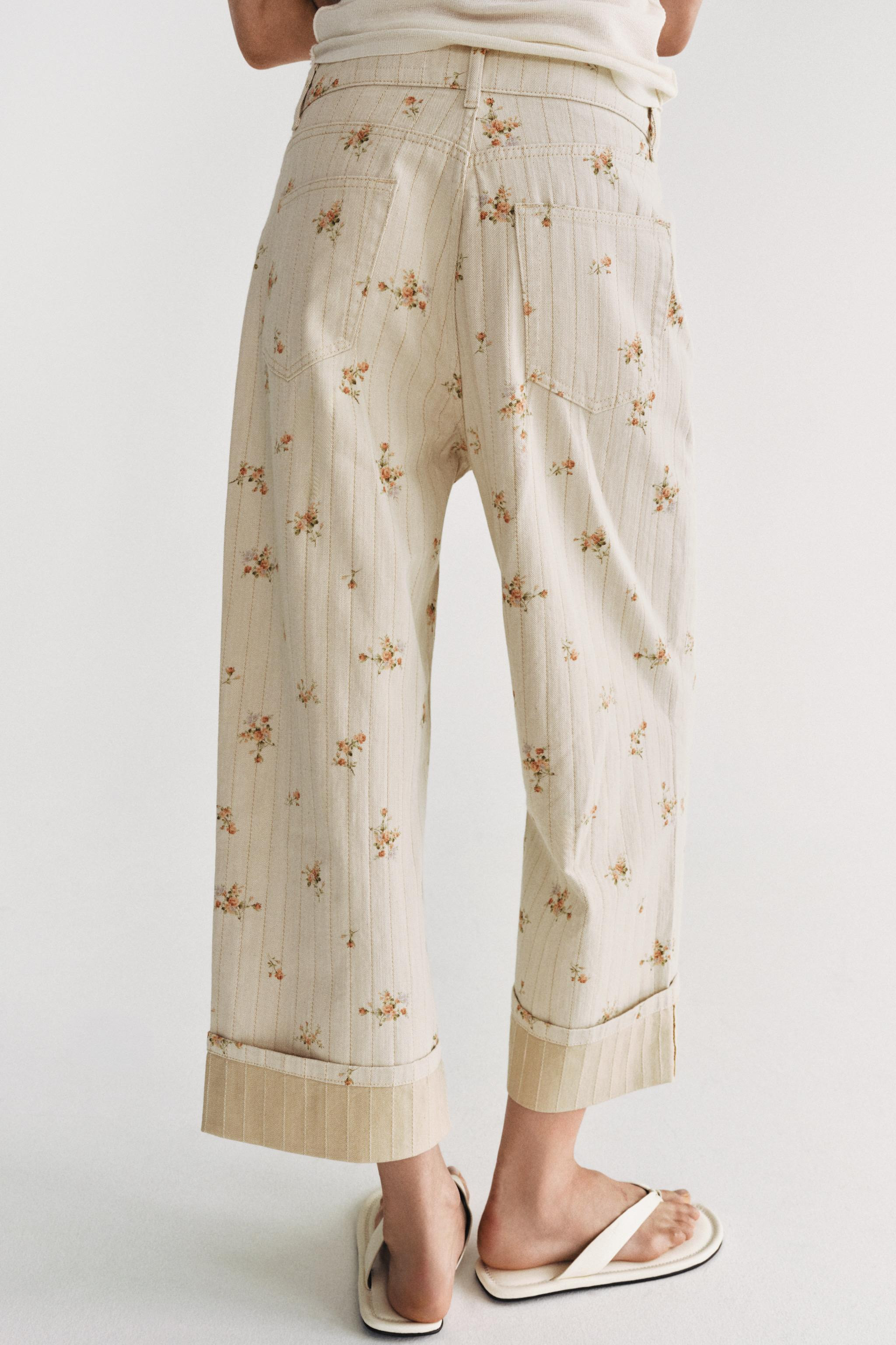 ZW COLLECTION MID-RISE TAPERED FLORAL JEANS | Zara US
