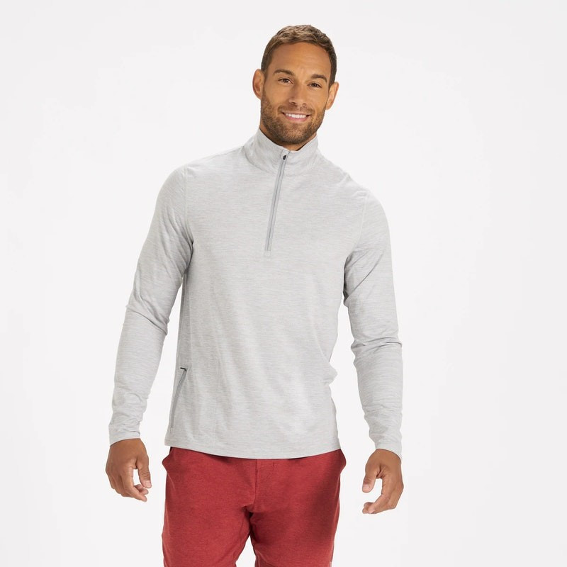 Ease Performance Half Zip | Light Heather Grey | Vuori Clothing