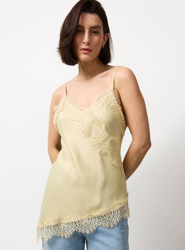 Pale Green Lace Trim Camisole Top 20 | Tu Clothing