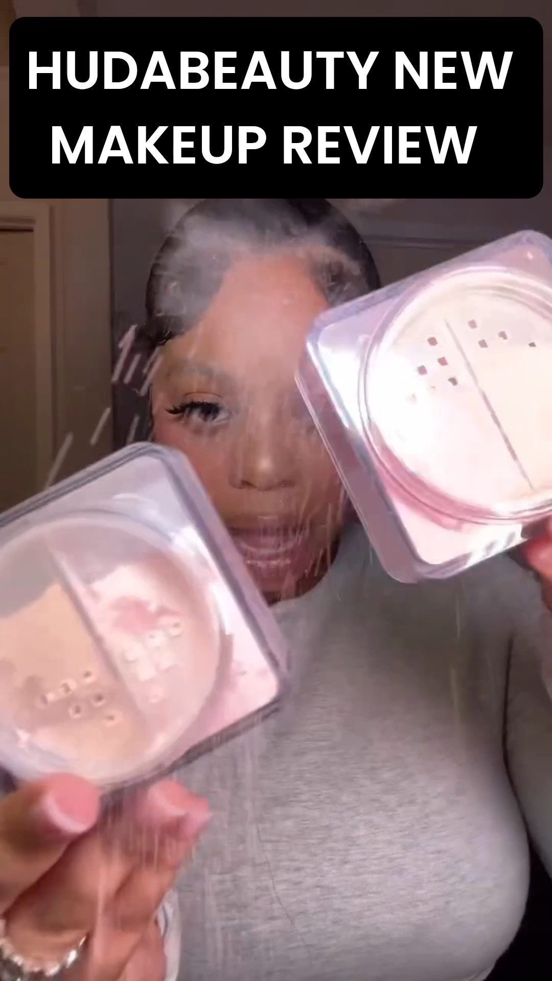 Huda beauty easy bake review powder duo blush + color corrector what do we think? 🩷  #hudabeauty #hudabeautypalette #hudabeautyeasybake