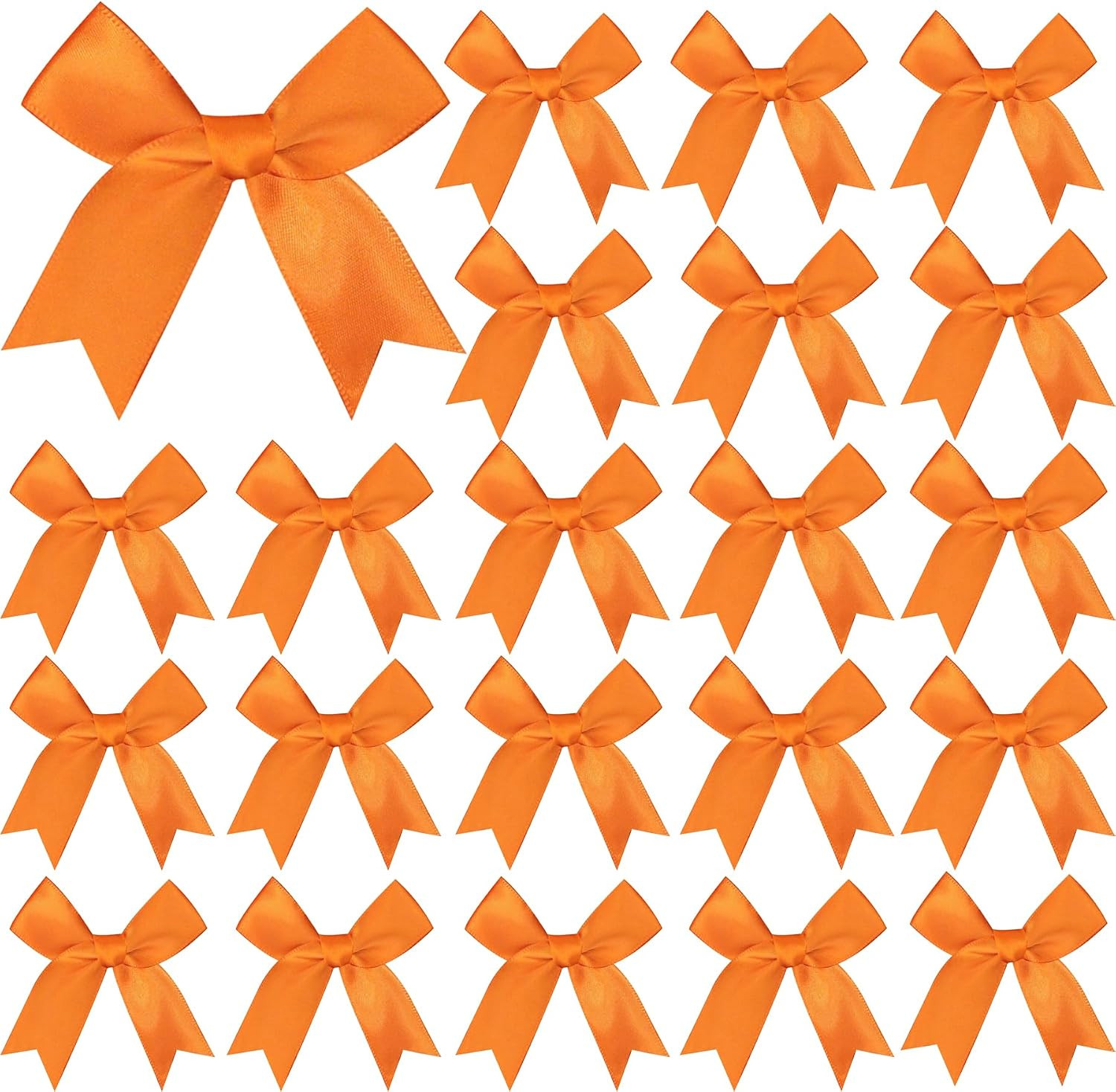 50 Pieces Gift Wrap Bows Premium Satin Ribbon Bows 3.3 Inch Craft Bows for Gift Wrapping DIY Treat Bags Holiday Gifts Bag Party Decorations, Wedding Decor Christmas Birthday Presents (Orange) | Amazon (US)