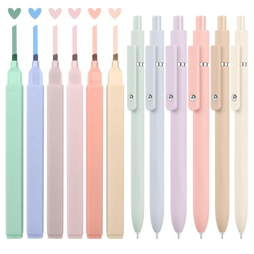 12 PCS Aesthetic Bible Highlighters and Gel Pens, Cute School Supplies for College Study, Preppy Stuff, Office Desk Accessories for Journaling Planner Note Taking College Essentials Nurse Supplies | Amazon (US)