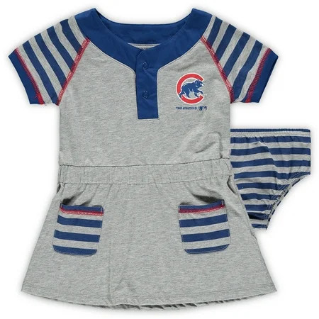 Girls Toddler Heathered Gray/Royal Chicago Cubs Team Dress & Bloomers Set | Walmart (US)