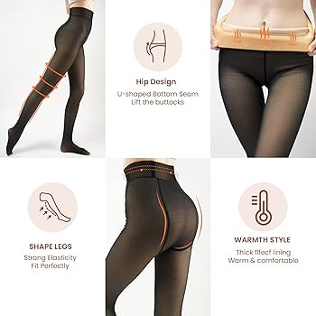 X-CHENG Fleece Lined Tights Sheer Women - Fake Translucent Warm Pantyhose Leggings Sheer Thick Ti... | Amazon (US)