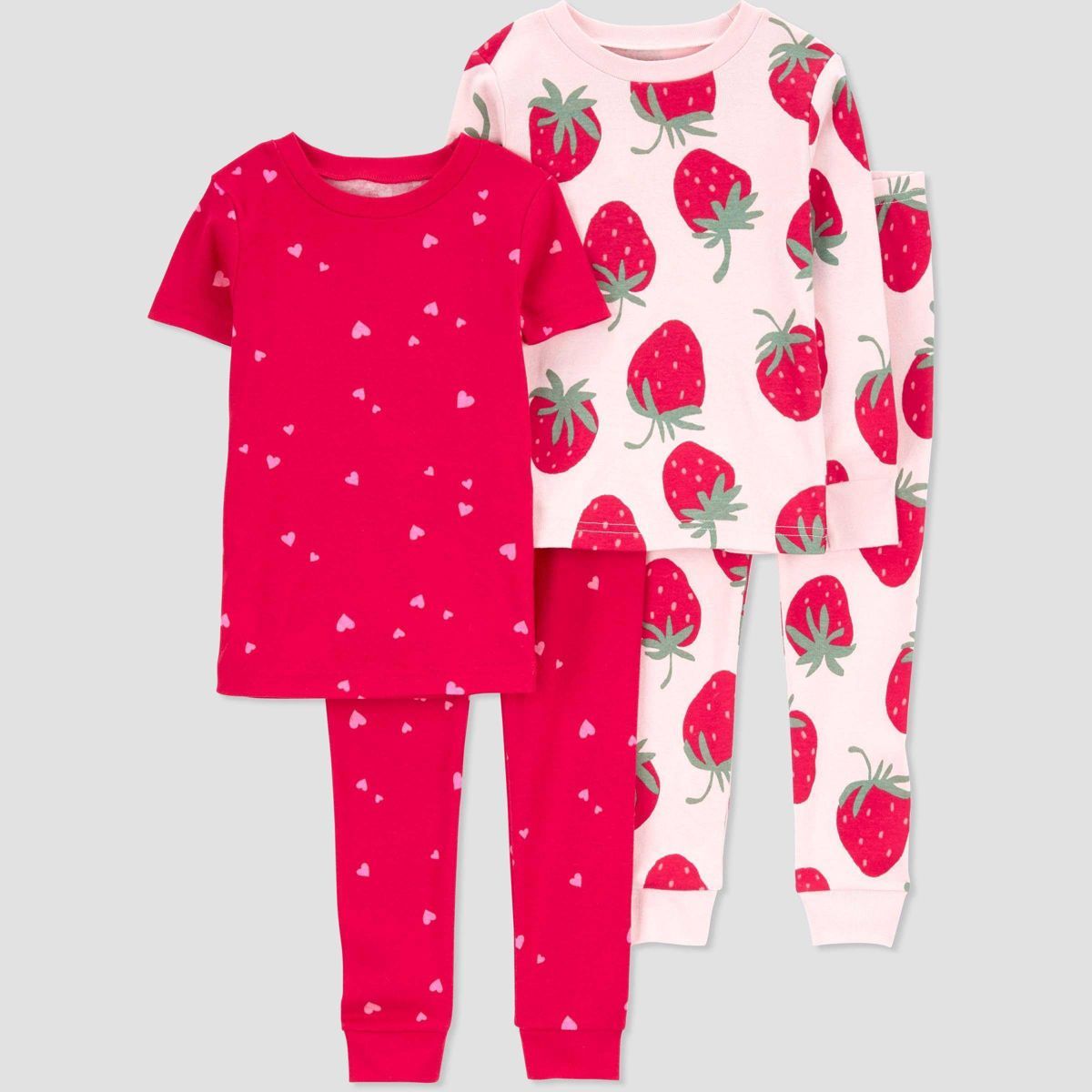 Carter's Just One You® Toddler Girls' Strawberries & Heart Printed Pajama Set - Red/Pink | Target