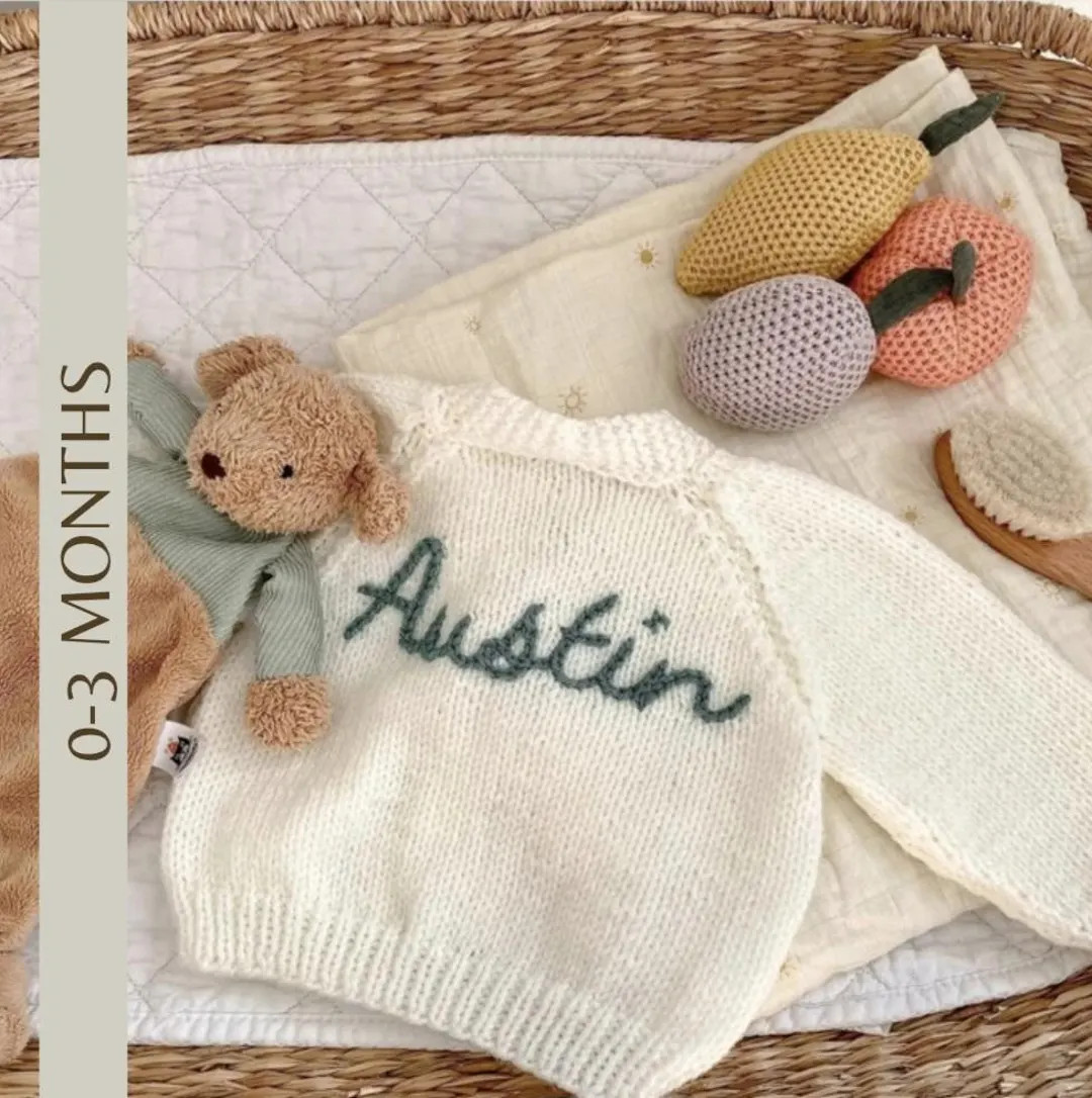 0-3 Months | Mixed Colours | Personalised Hand Knitted Baby Cardigans/jumpers. Handmade and Hand ... | Etsy (US)